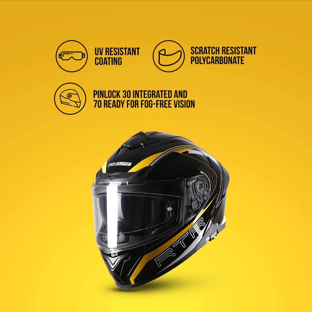 TVS Racing Hurricane Helmet Full-Face, Aerodynamic Design